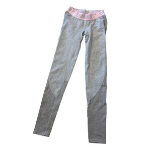 Gymshark Dry Moisture-Wicking Leggings Gray Pink Waistband XS gym yoga athletic